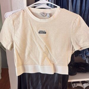 adidas Cream Cropped Tee